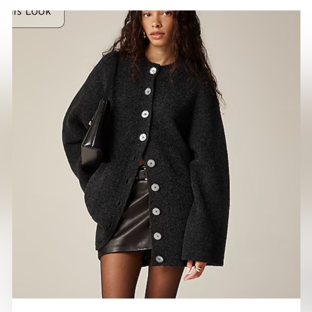 J crew heather charcoal Relaxed milano-stitch cardigan sweater